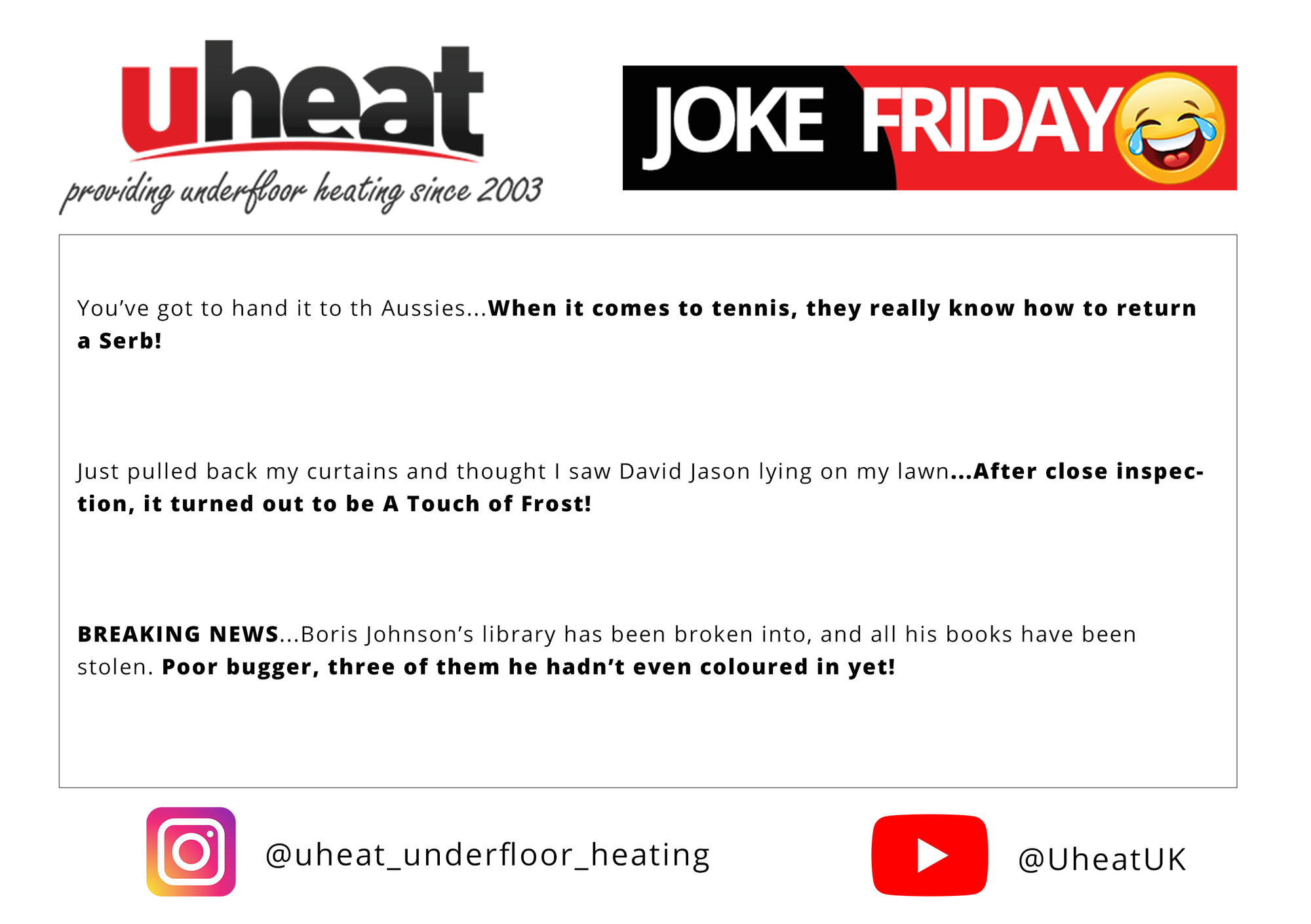 Uheat Joke Friday - Happy Friday Everyone 21st Jan 22 copy - EletriciansForums.net