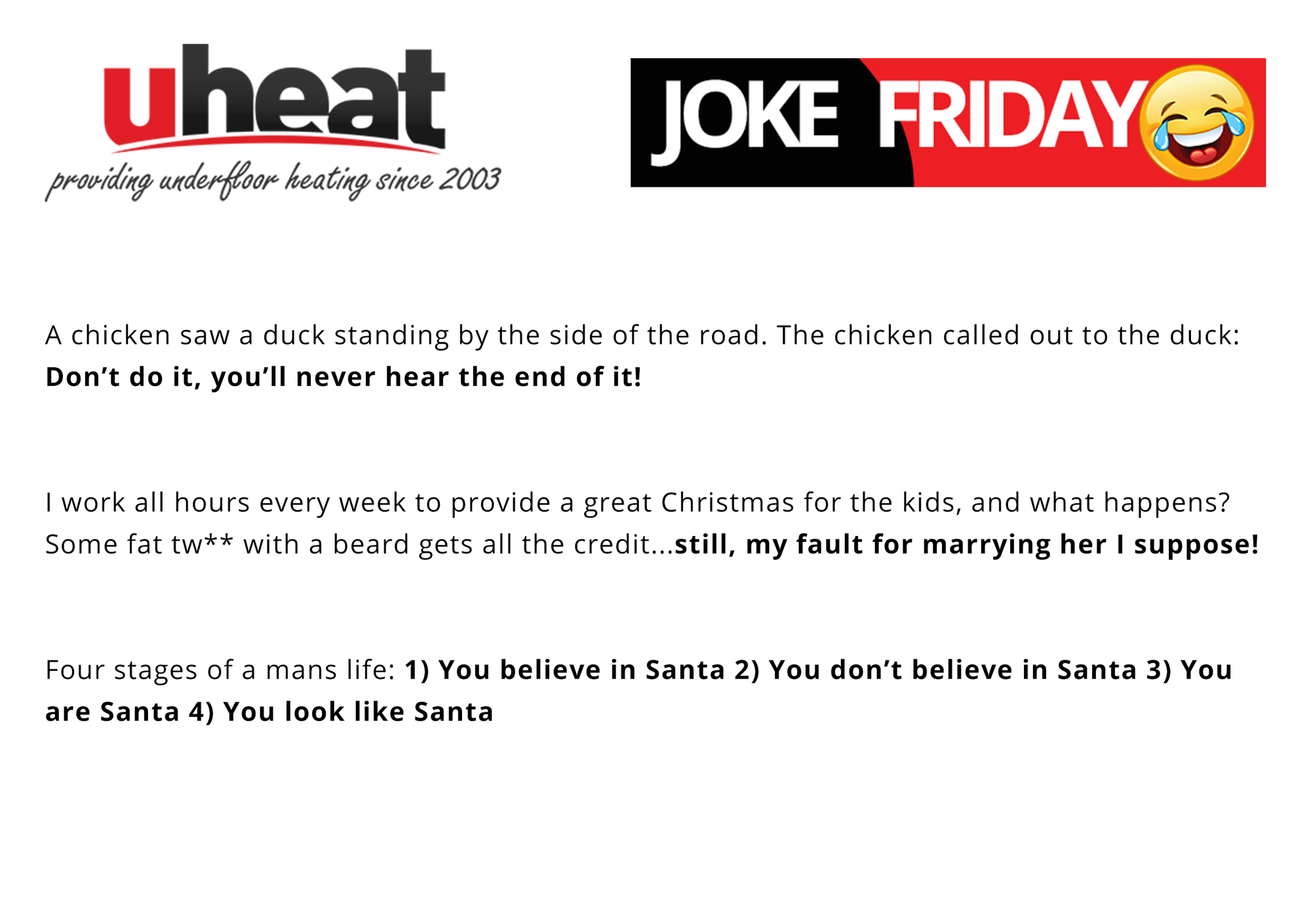 Uheat Joke Friday - Happy Friday Everyone! 9th December - EletriciansForums.net