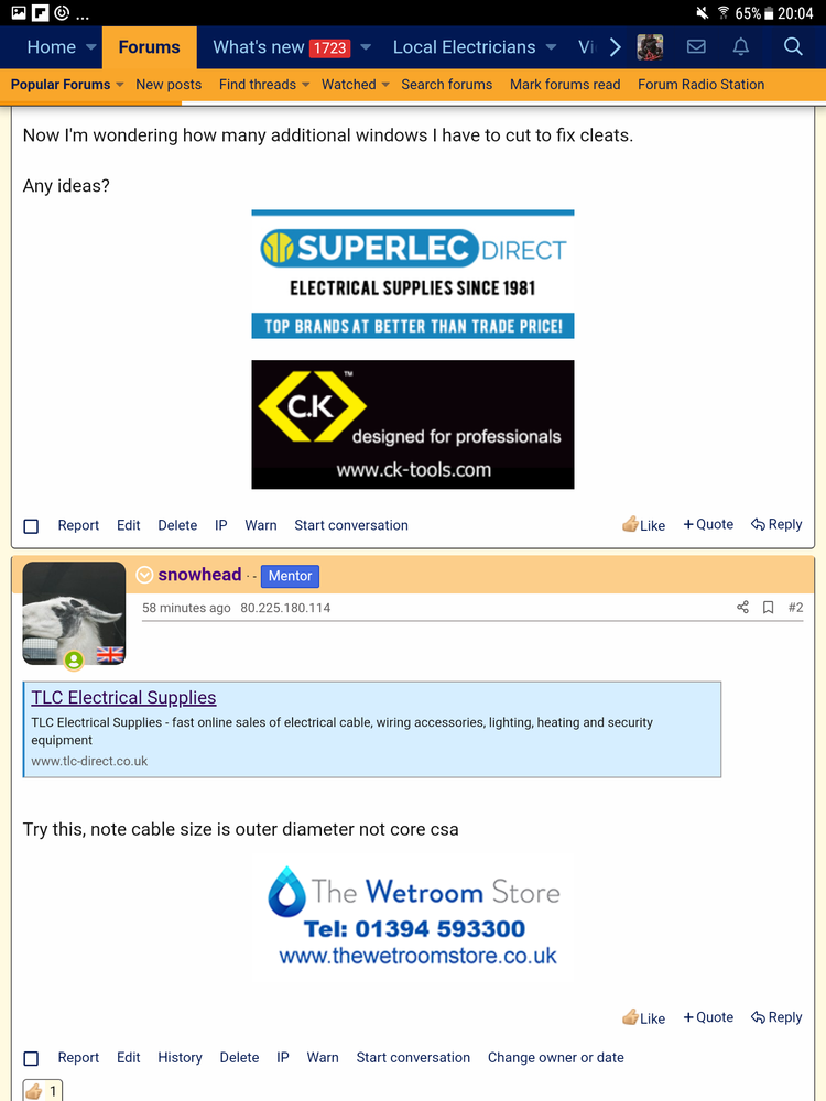 Sponsors Advertisements when browsing via Mobile? - Please help me Screenshot_20200824-200409 - EletriciansForums.net