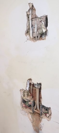 Taped joints of LIVE cables directly buried in plaster..jpg