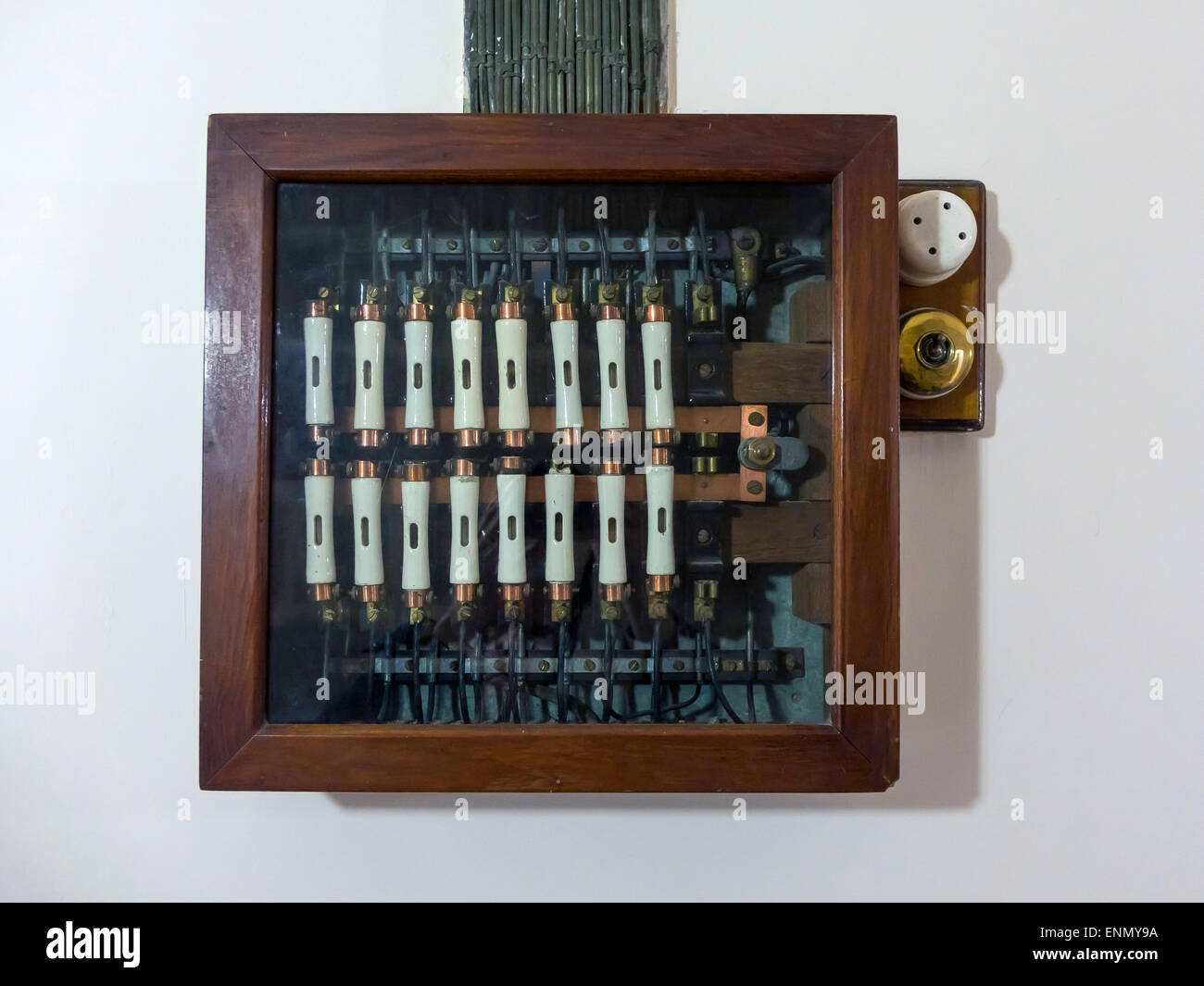 early-20th-century-electrical-fuse-box-wooden-with-a-glass-front-in-ENMY9A.jpg