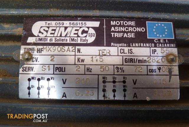 Seimec 3 phase motor plate shows wiring for 240v? Can I have 1 phase out of it? {filename} | ElectriciansForums.net